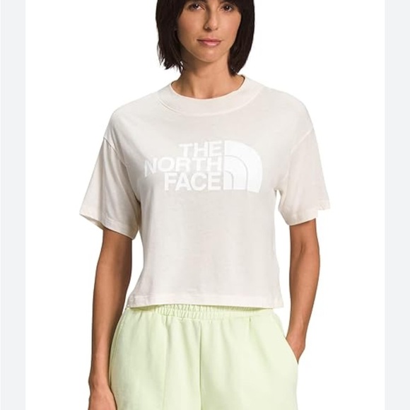 The North Face half dome crop T-shirt size large cream short sleeve cotton NWT - Picture 1 of 8